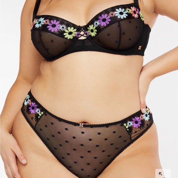 Savage X Fenty Polka Dot Floral Free Spirit Embroidery High Leg Bikini Panty - Picture 1 of 14